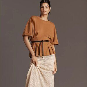 By Anthropologie Short-Sleeve Pleated Peplum Tee